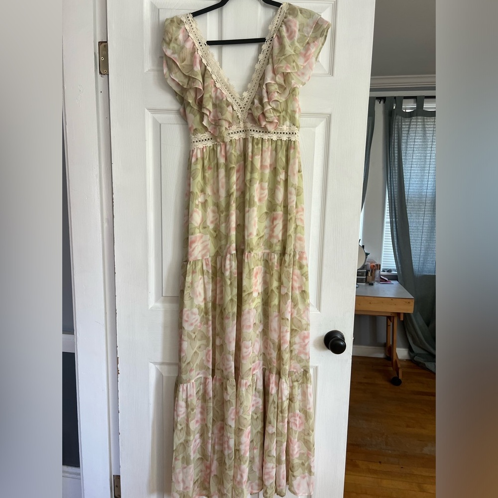 Green Floral Maxi Dress